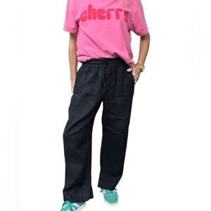 Athleta 100% Linen Pants Black SP – Minimalist Coastal Casual Relaxed Fit